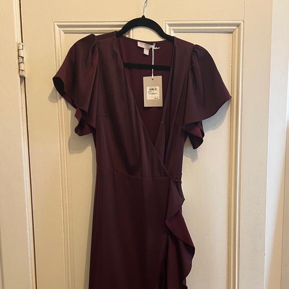 NWT Burgundy Midi Wedding Guest Dress - XXS - Picture 1 of 5